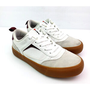 Airwalk Boys Size 4Y White Suede Canvas Gum Bottom Low Skate Sneaker Shoes